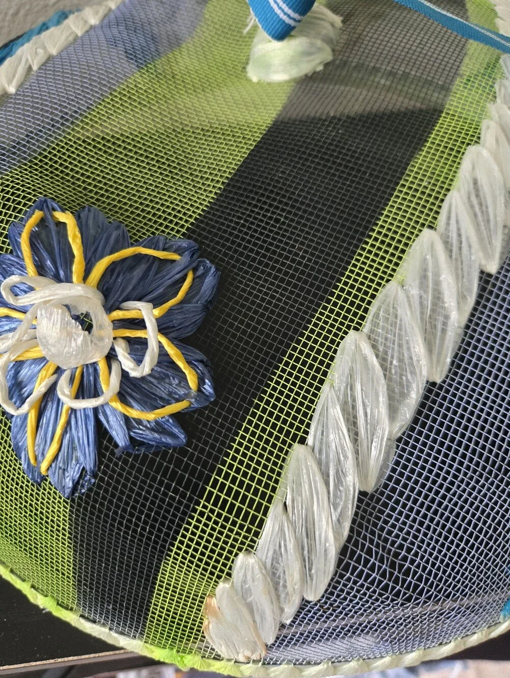 Decorative Vintage Mesh Food Cover - Blue & Green